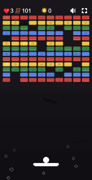 Block Breaker A screenshot of a complex, difficult level in Apex Google Block Breaker.